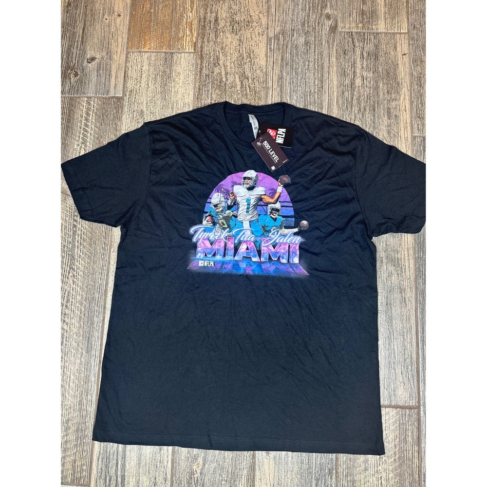 Miami Dolphins Tyreek Tua Jalen NFL Football T Shirt Black‎ 500 Level